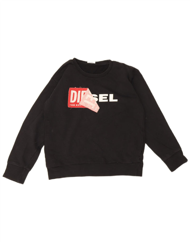 Pulover cu grafic pentru femei Diesel, UK 12, bumbac mediu negru
