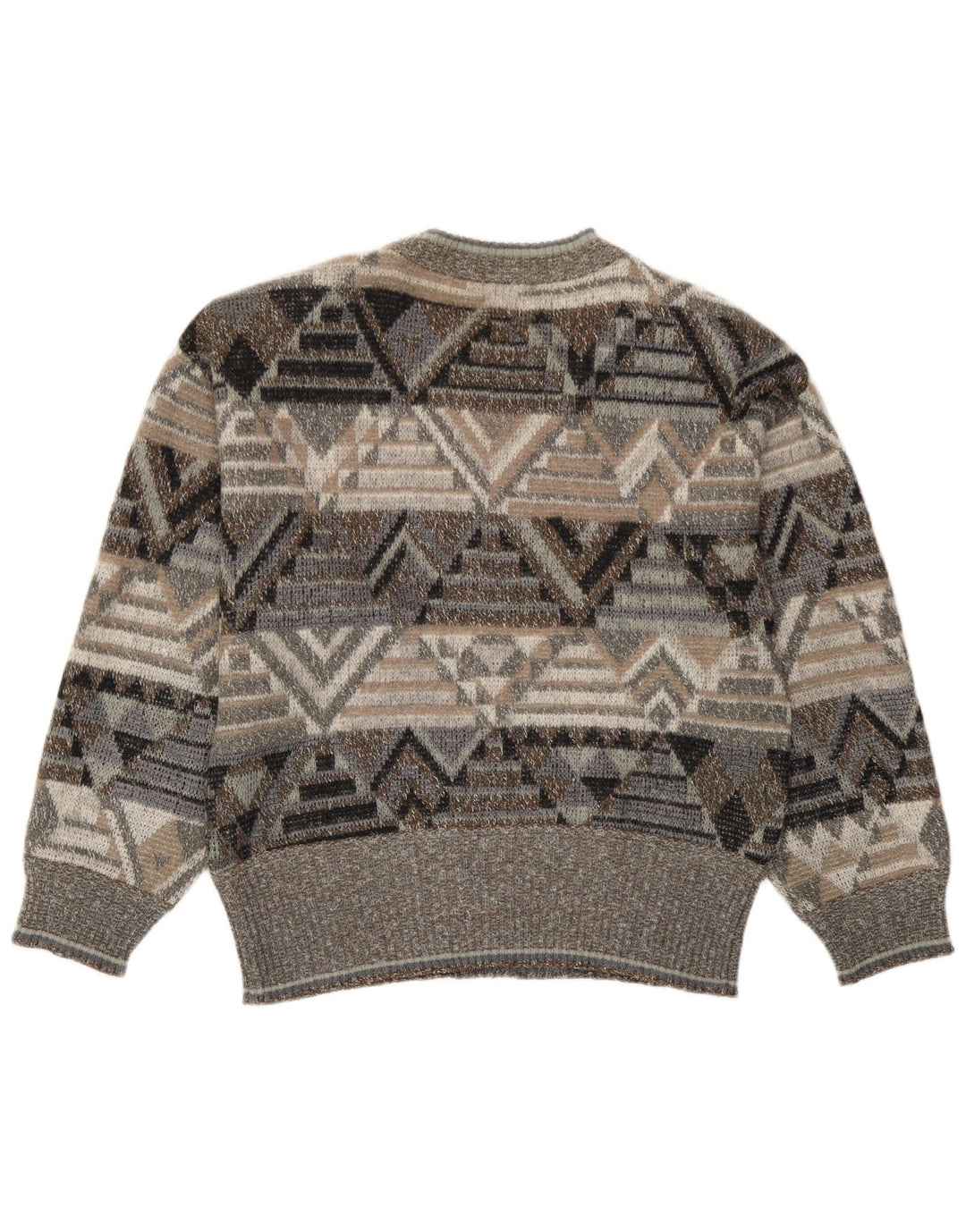 Pulover Bogner pentru bărbați cu decolteu rotund, mic, gri geometric, acrilic