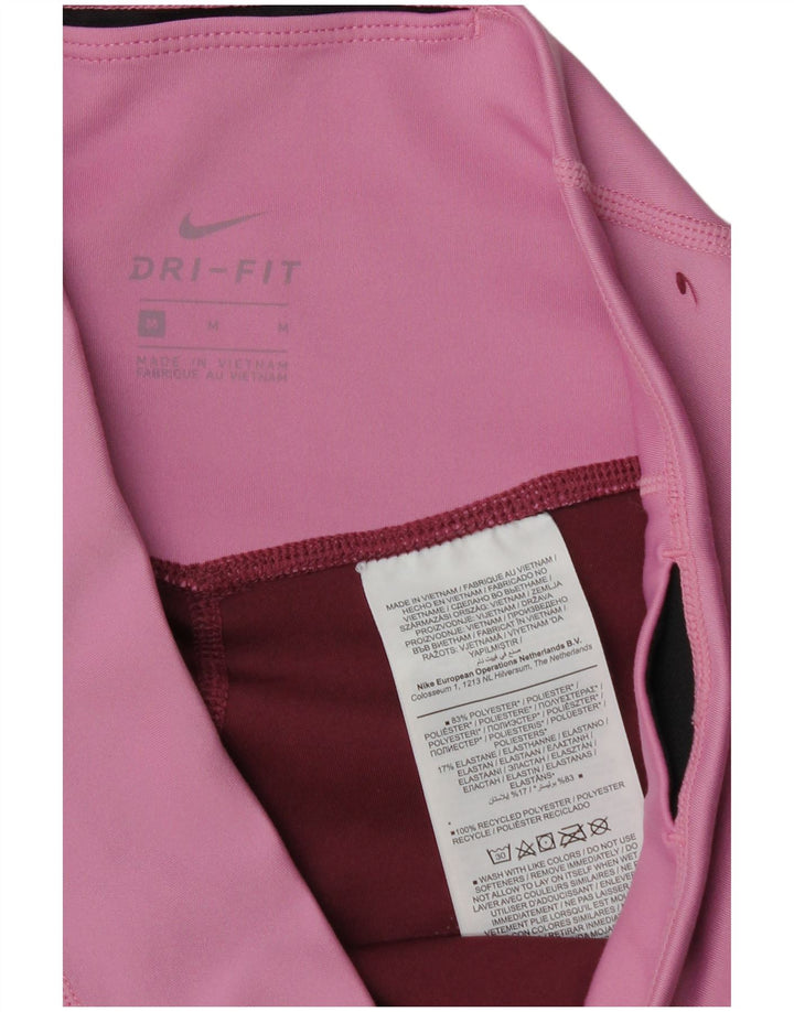 Leggings Dri Fit NIKE pentru femei UK 14 Medium Burgundy Poliester color bloc