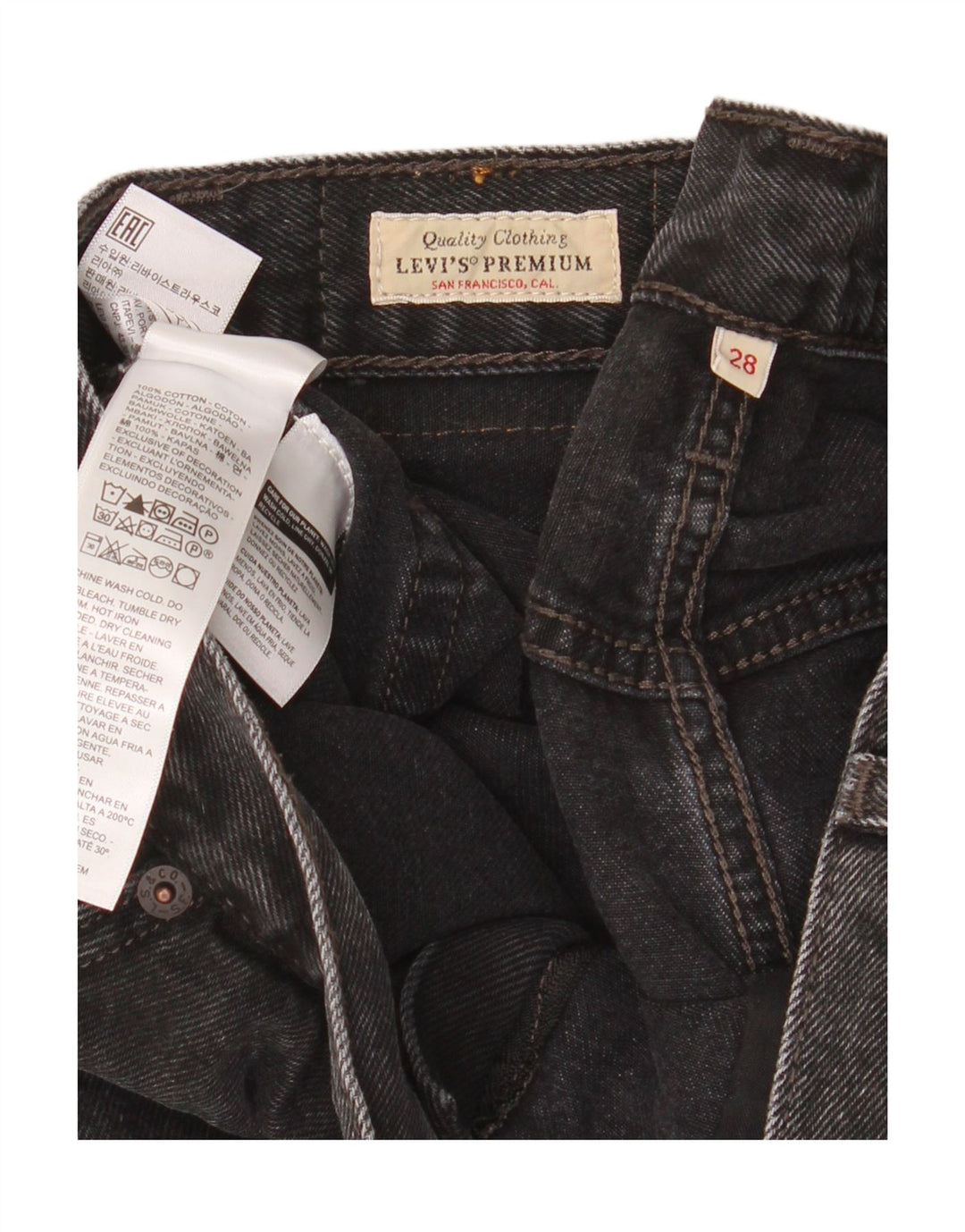 Pantaloni scurți Levi's de damă din denim W28 bumbac mediu negru