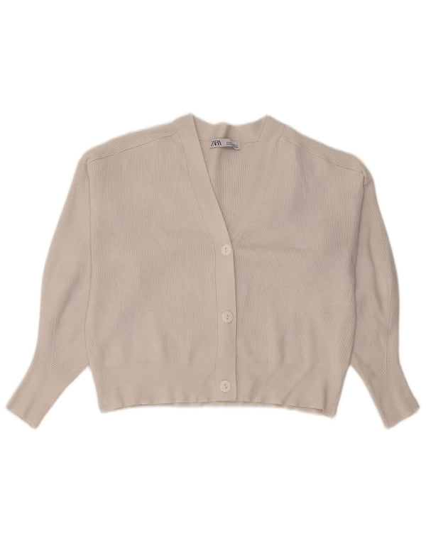 Pulover cardigan pentru femei Zara UK 14 Medium White