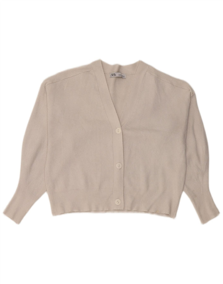 Pulover cardigan pentru femei Zara UK 14 Medium White