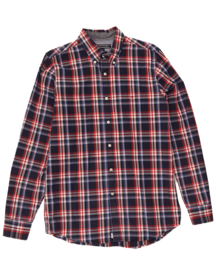 Cămașă pentru bărbați Tommy Hilfiger Slim Fit, bumbac cu carouri medie bleumarin