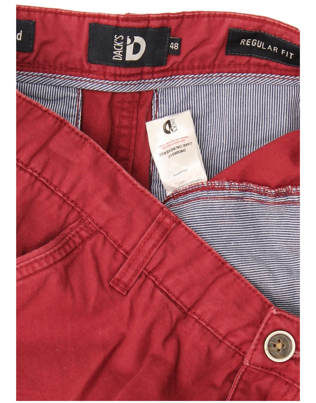 Pantaloni scurți chino pentru bărbați Dack's, cu tăiere obișnuită, IT 48 Medium W34 Bumbac burgundă