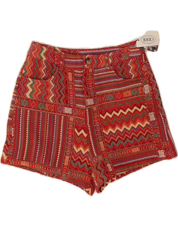 CIDER Womens Casual Shorts Medium W28 Red Geometric Polyester Vintage Cider and Second-Hand Cider from Messina Hembry 