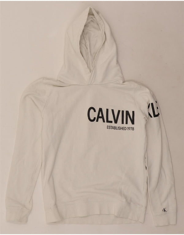 Pulover Calvin Klein Jeans pentru băieți, cu grafică, 15-16 ani, bumbac alb