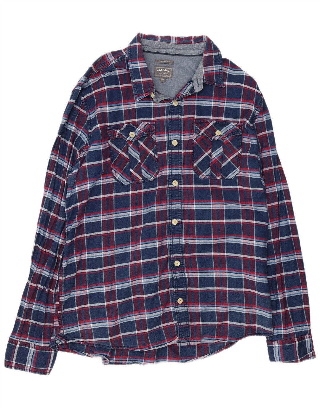 Cămașă de flanel pentru bărbați Fat Face, XL, albastru, din bumbac