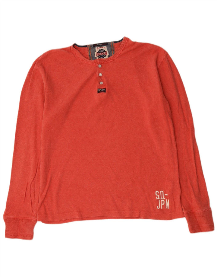Top pentru bărbați Superdry cu mânecă lungă XL, bumbac roșu