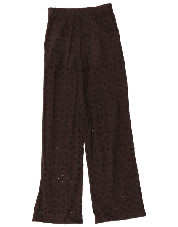 Pantaloni casual ZARA pentru femei cu picioare late XS W25 L33 bumbac negru