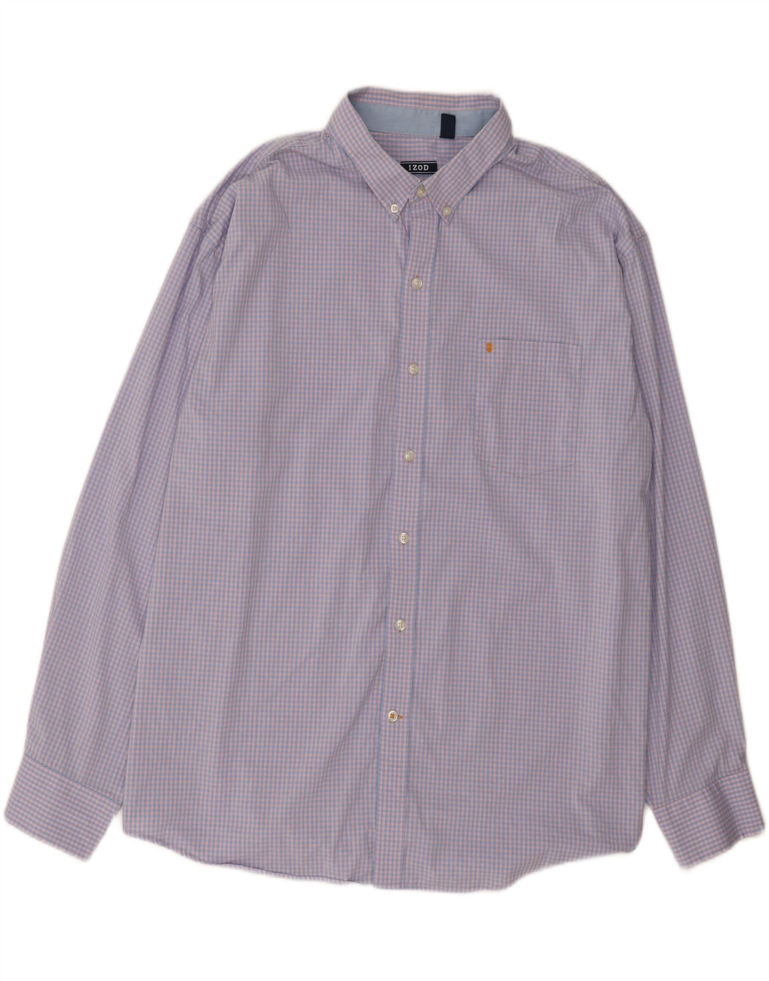IZOD Mens Shirt 2XL Blue Gingham Cotton Vintage Izod and Second-Hand Izod from Messina Hembry 