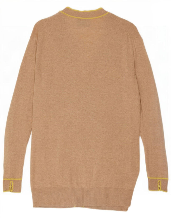 Pulover cardigan Massimo Dutti pentru femei UK 12 Medium Bej Bumbac cu pete