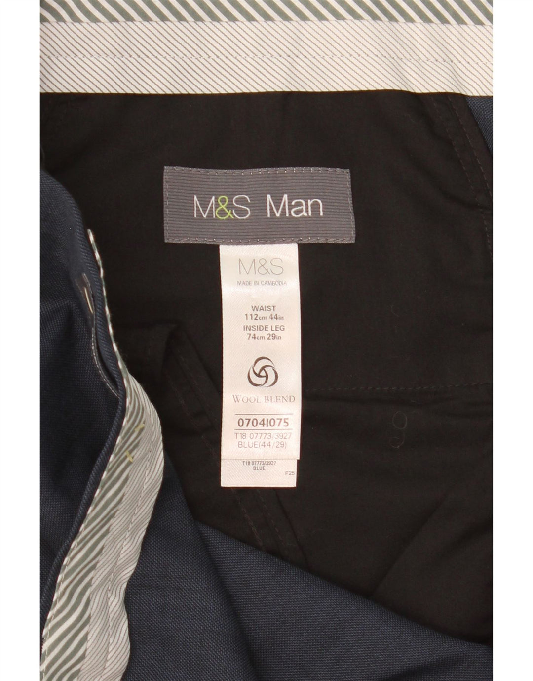 MARKS & SPENCER Pantaloni drepți pentru bărbați L44 L29 Poliester albastru