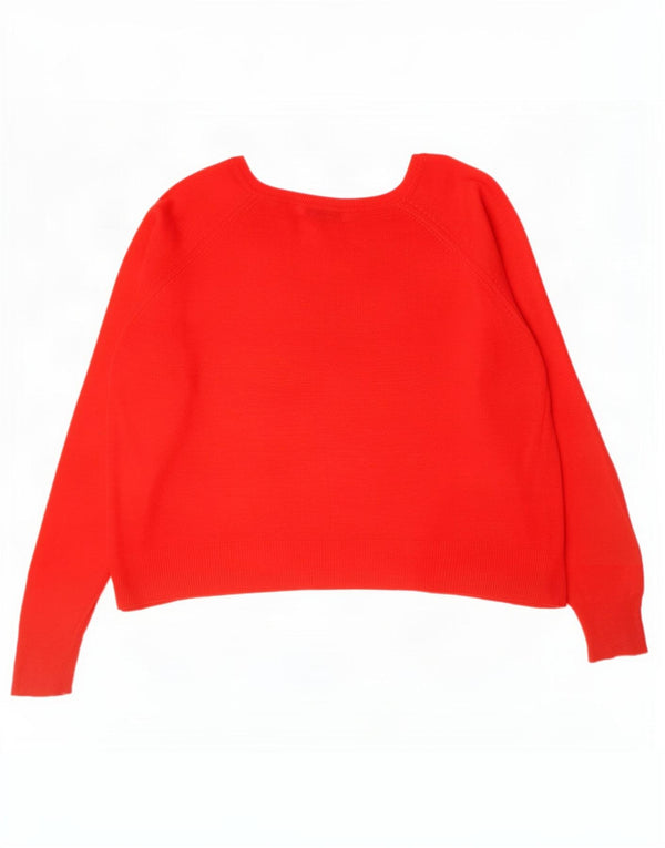 Pulover de damă Zara Crop oversize cu gât de barcă UK 10 Small Red Viscose
