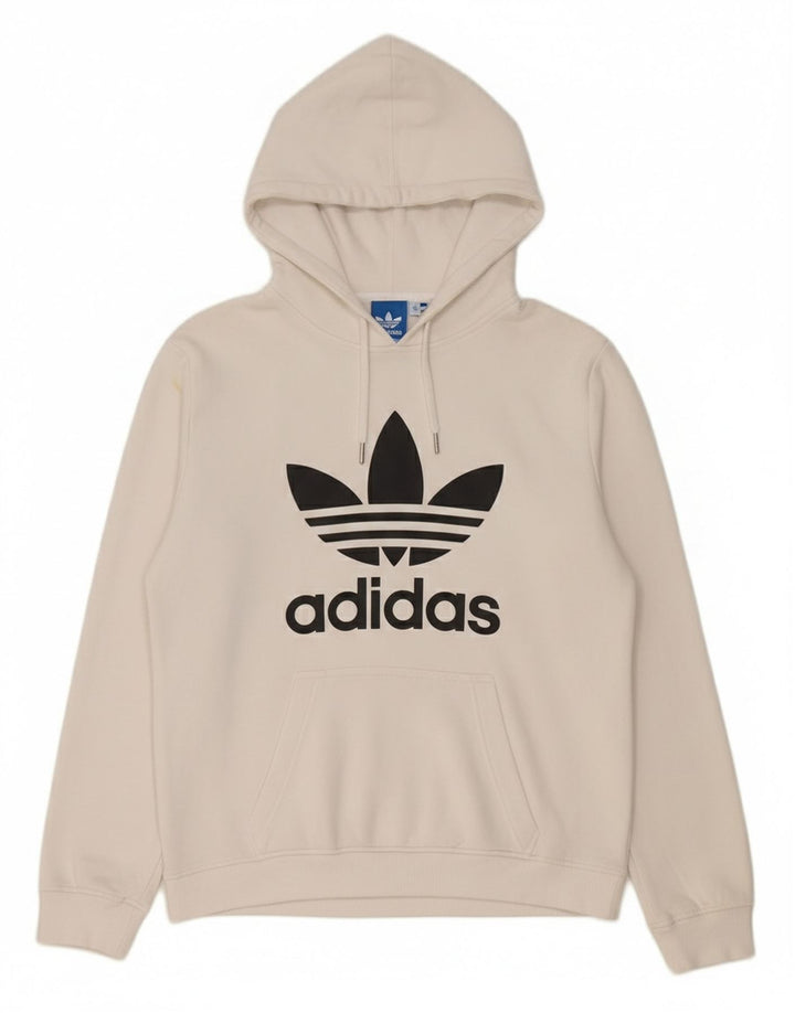Pulover cu glugă cu grafic pentru bărbați Adidas, bumbac alb mediu