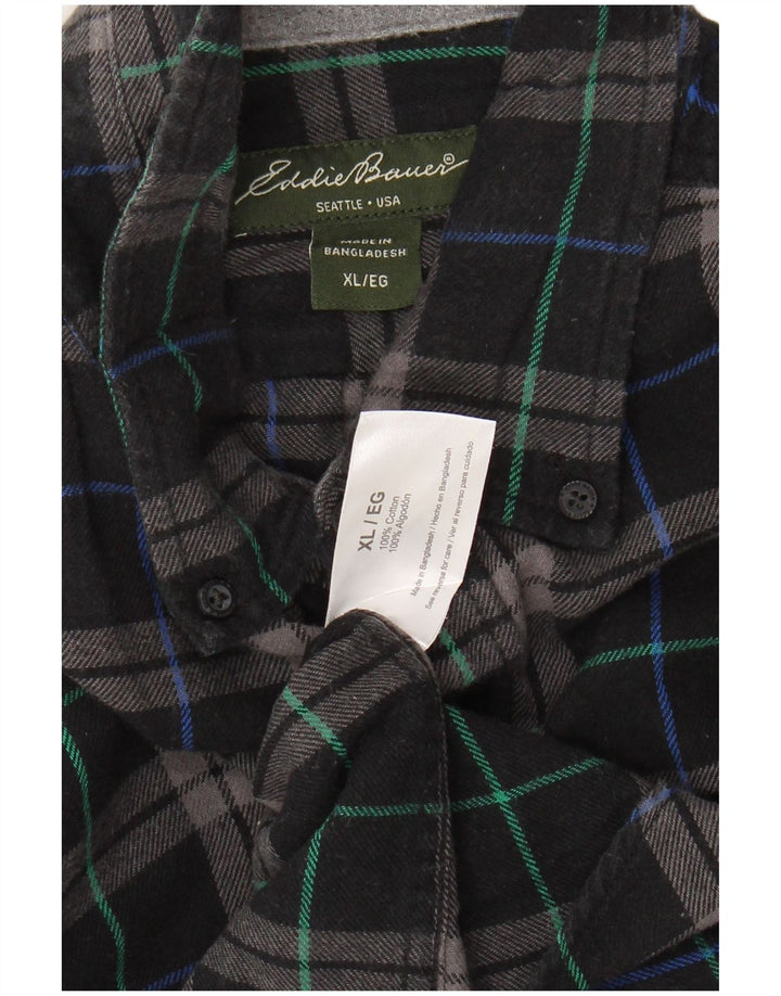 Cămașă de flanel pentru bărbați EDDIE BAUER XL, bumbac negru cu carouri