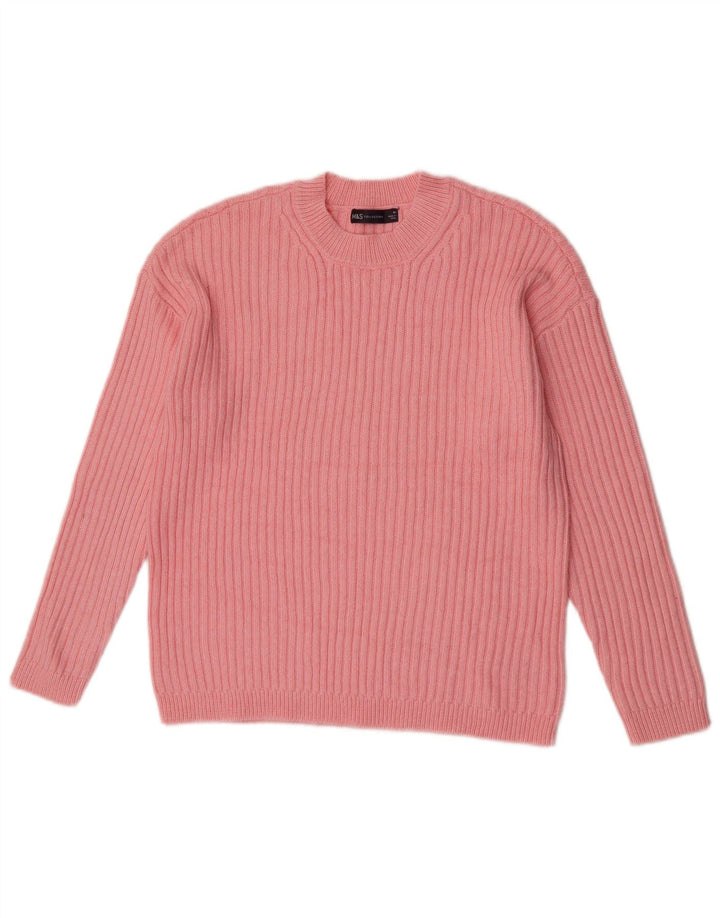 Pulover pentru femei Marks & Spencer cu decolteu triplu UK 14 Poliester roz mediu