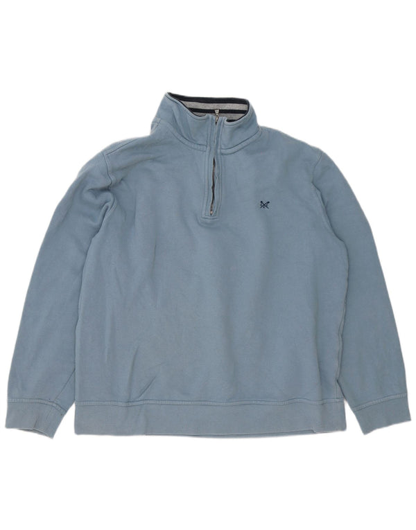 Crew Clothing Hanorac pentru bărbați cu fermoar și gât Jumper 2XL, bumbac albastru