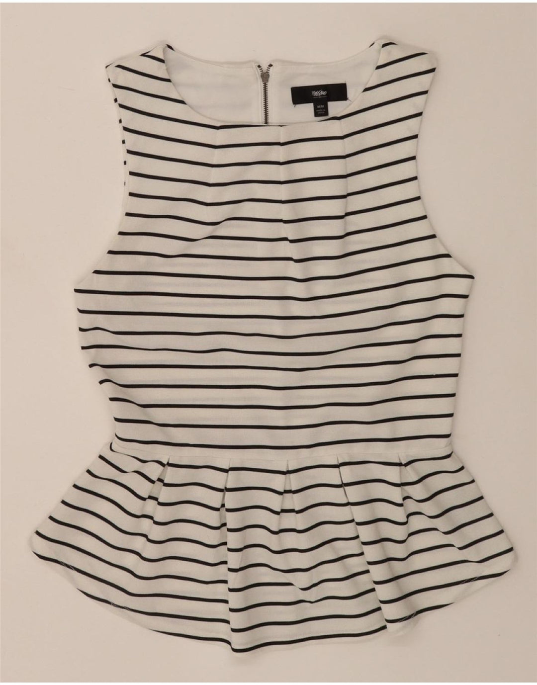 MOSSIMO Womens Sleeveless Blouse Top UK 14 Medium White Striped Polyester Vintage Mossimo and Second-Hand Mossimo from Messina Hembry 