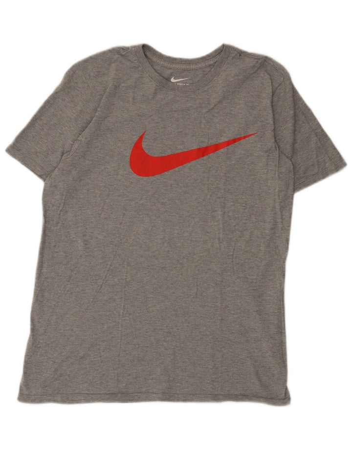Tricou grafic Nike pentru bărbați, cu croială atletică, top, bumbac, gri mediu