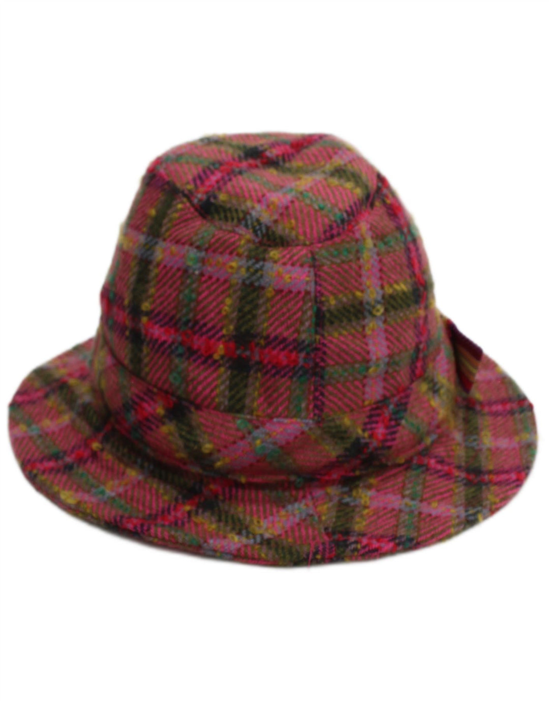TED BAKER Womens Bucket Hat One Size Pink Plaid Wool Classic