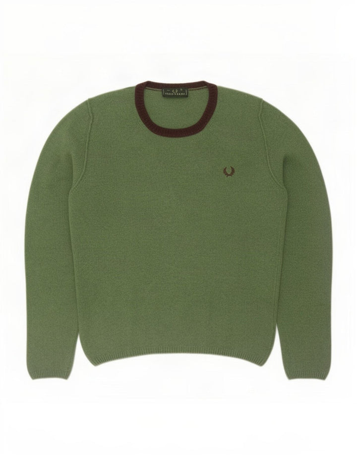 Pulover pentru bărbați Fred Perry, cu gât crew, lână verde mare
