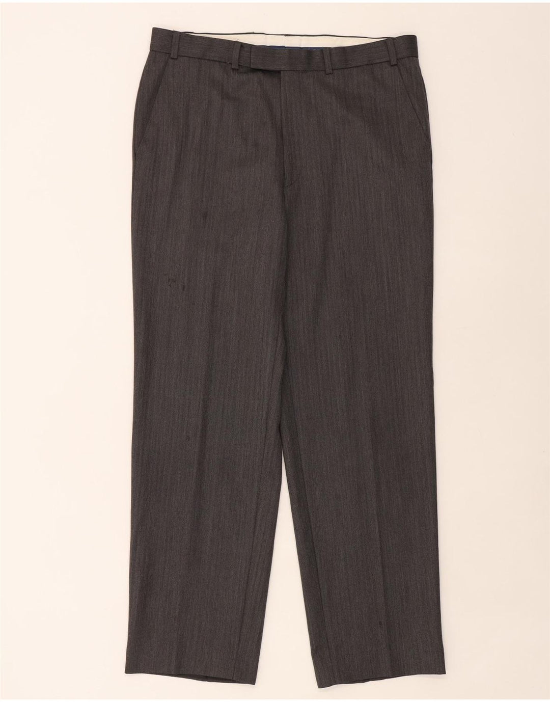 Pantaloni de costum drepți pentru bărbați Marks & Spencer, L36 L31, lână gri Herringbone