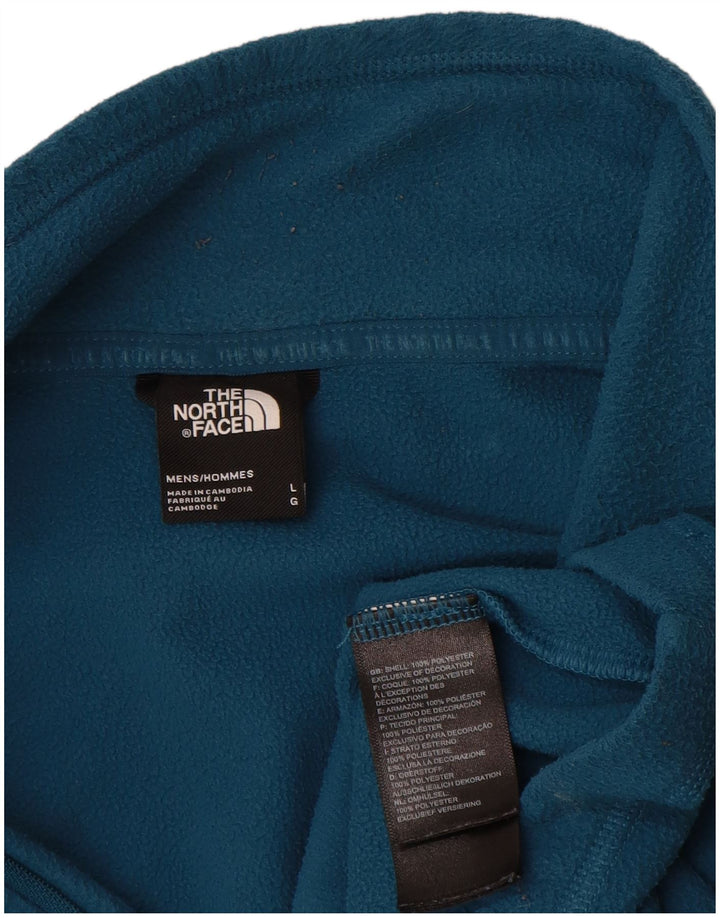 Pulover pentru bărbați The North Face, cu fermoar și gât, poliester mare, albastru