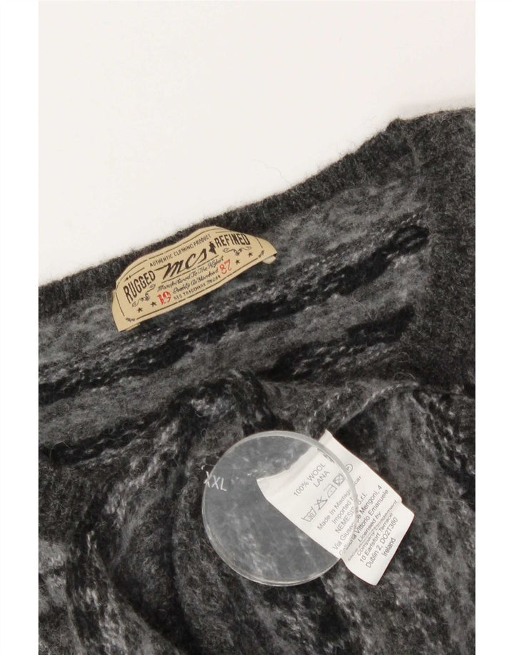 Pulover Marlboro Classics pentru bărbați, cu gât crew, 2XL, lână Fair Isle gri