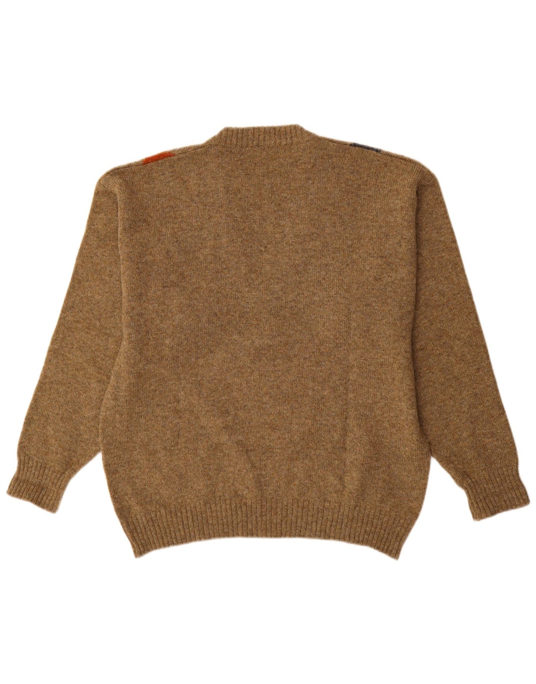 Pulover vintage pentru bărbați cu decolteu în V, maro mediu Argyle/Diamond