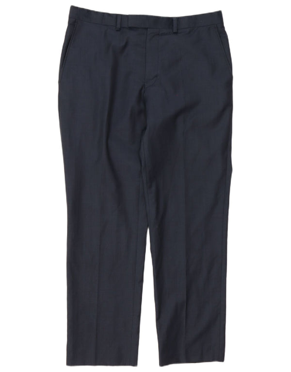 Pantaloni de costum drept bărbați Marks & Spencer Autograph W34 L29 bleumarin