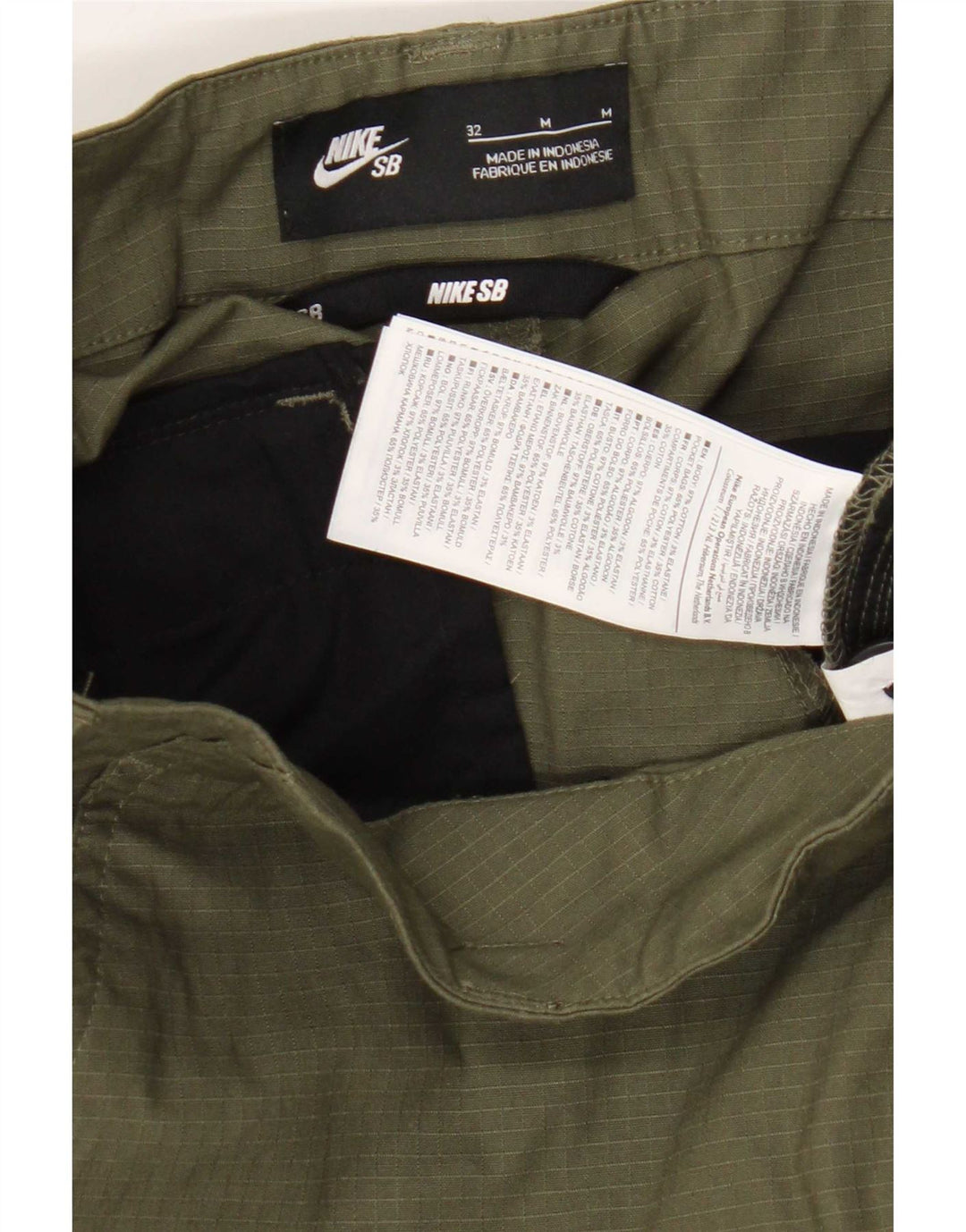 Pantaloni cargo drepti pentru bărbați Nike W32 L30 bumbac kaki check