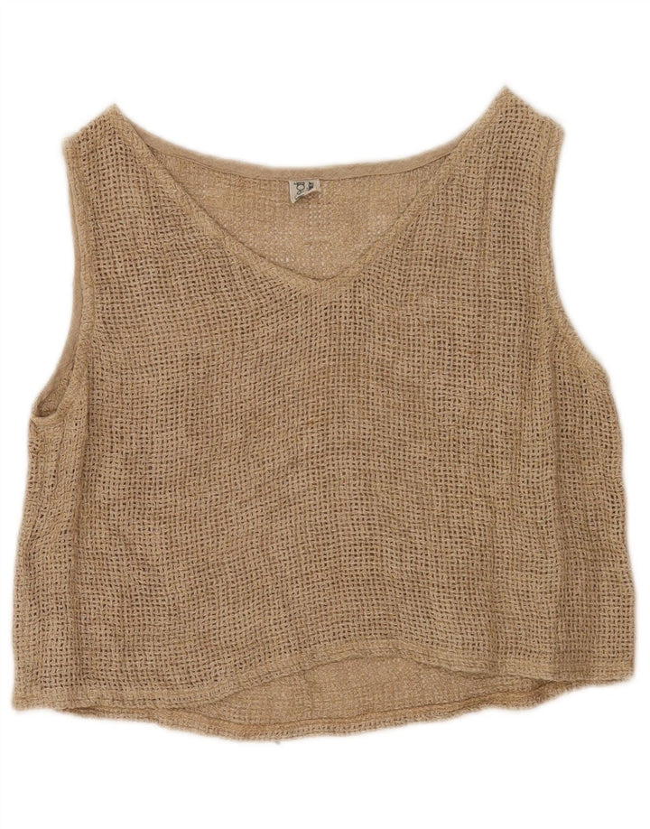 Vintage Womens See Through 1 Button 2 Piece Set UK 12 Medium Beige