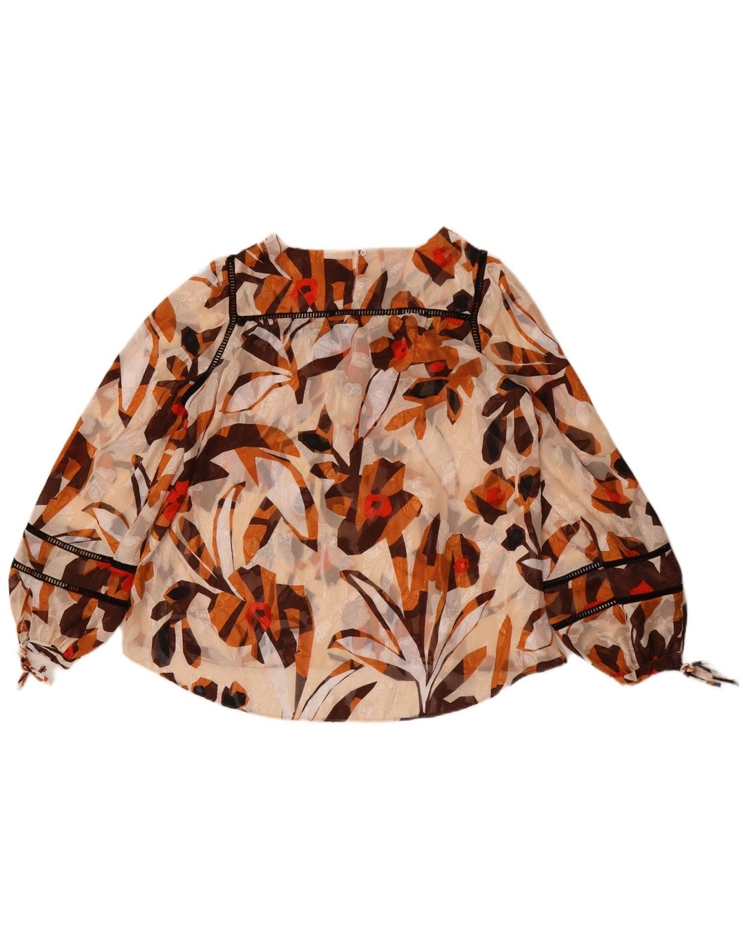 Massimo Dutti Top Bluză Transparentă pentru Damă EU 42 Mare Bej Floral