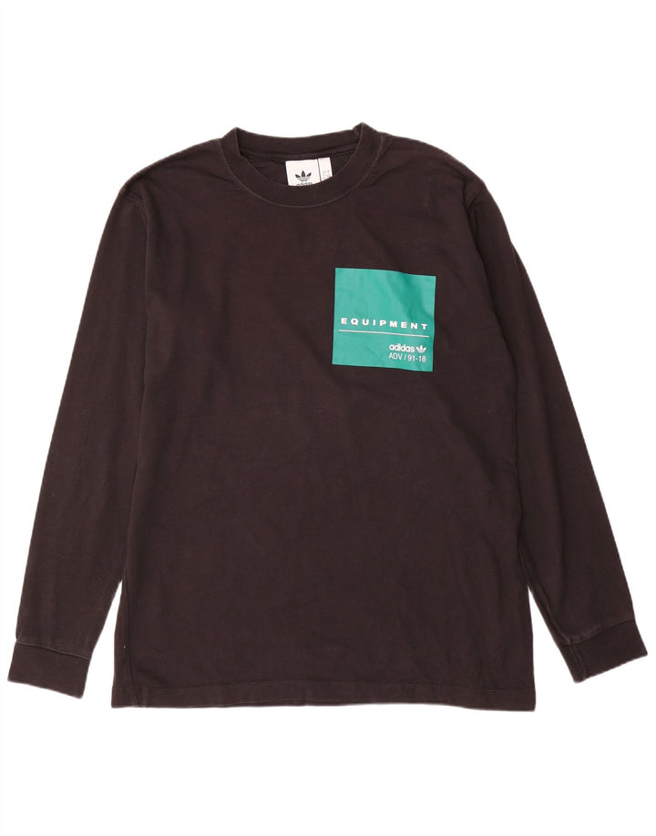 Top grafic ADIDAS pentru bărbați, cu mânecă lungă, mare, negru, color block, bumbac