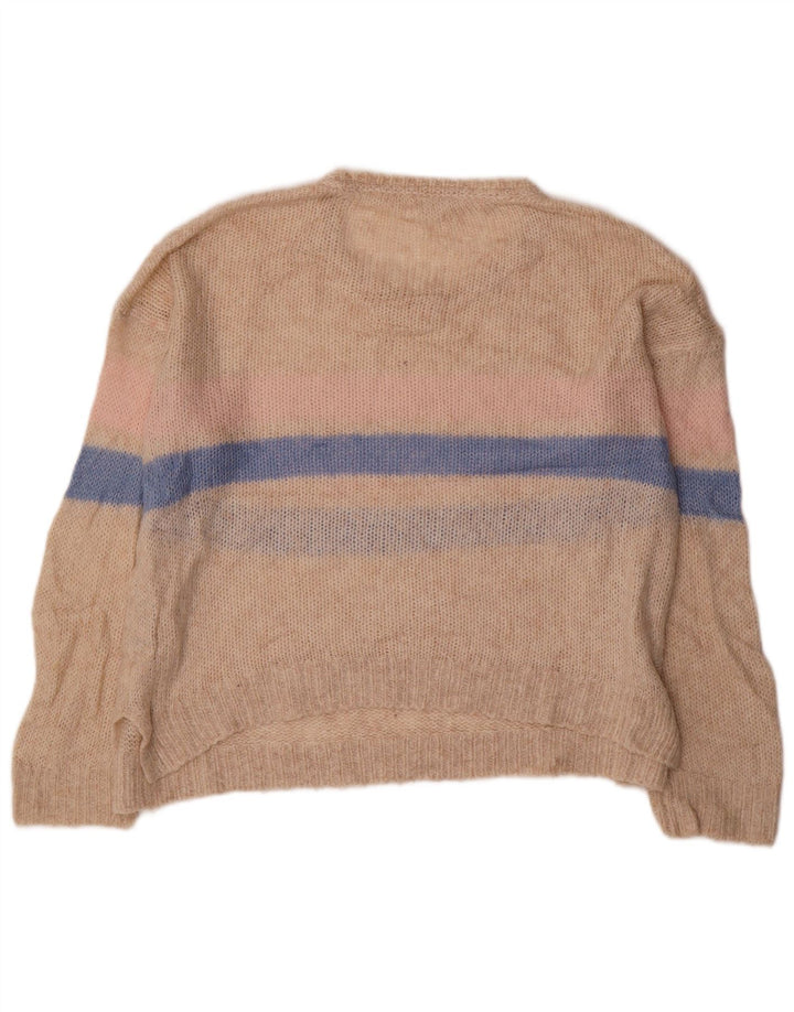 FAT FACE Pulover cu gât de barcă pentru femei UK 12 Medium Beige Dungi