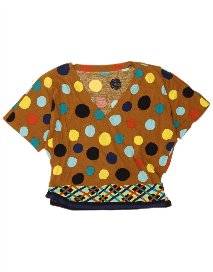 Bluză vintage pentru femei UK 16 mare, maro, buline