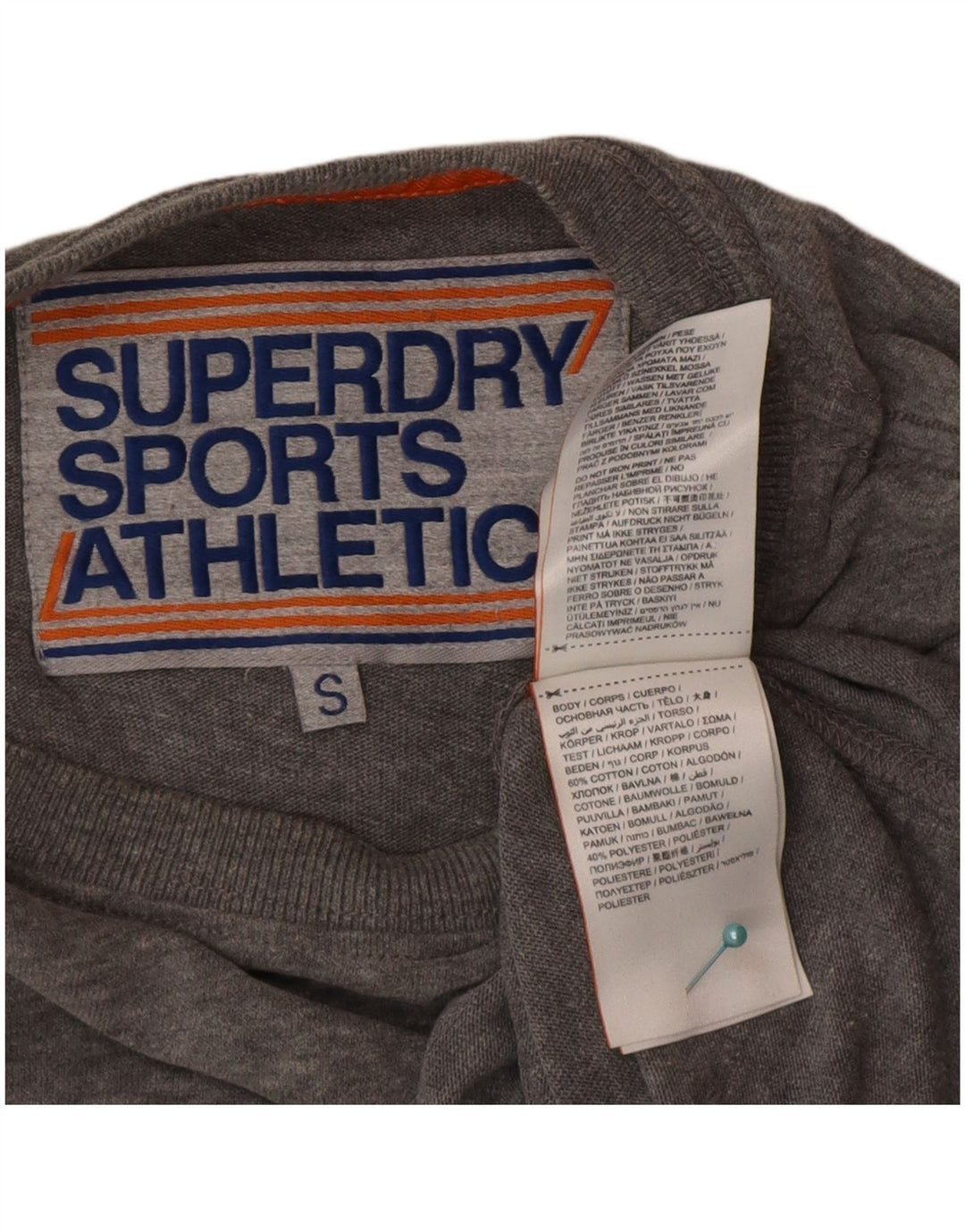 Top grafic pentru bărbați Superdry cu mânecă lungă, gri mic, bumbac color bloc