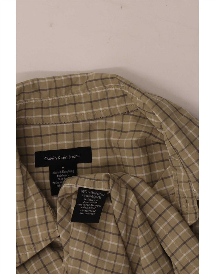 Cămașă cu mânecă scurtă pentru bărbați Calvin Klein Jeans, bumbac caros, kaki mediu