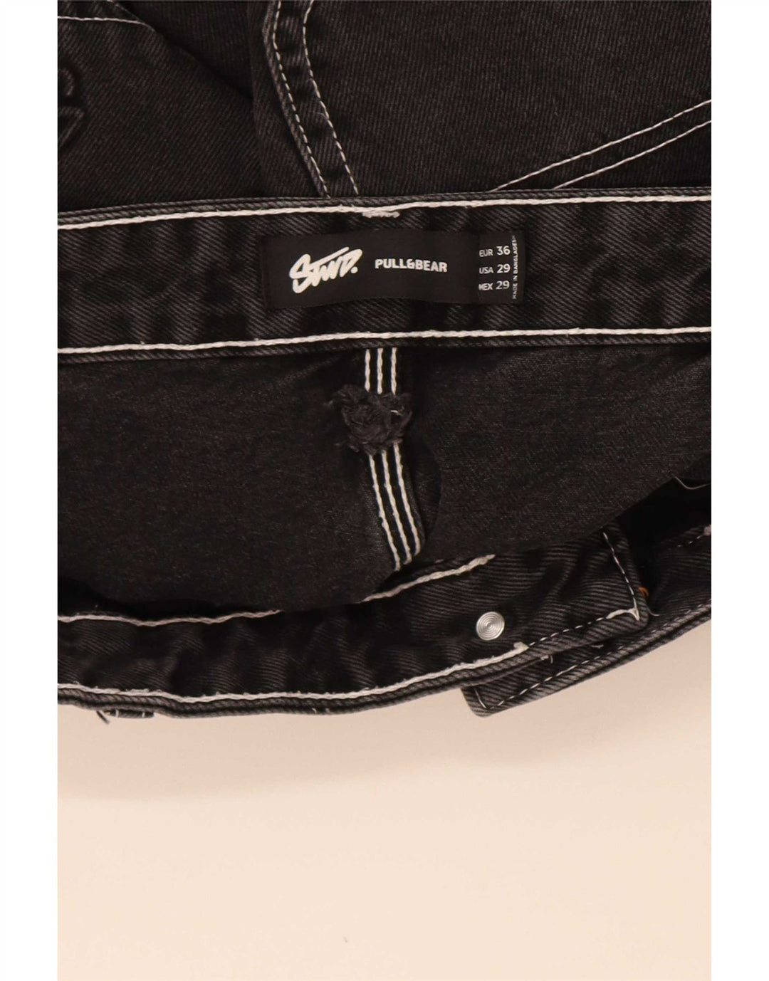 Pull & Bear Pantaloni scurți STWD Cargo Denim pentru bărbați EU 36 Small W29 Bumbac negru