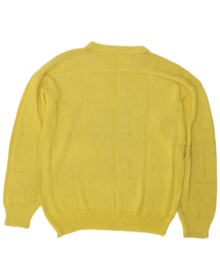 Pulover vintage pentru bărbați cu gâtul turnat, galben mediu