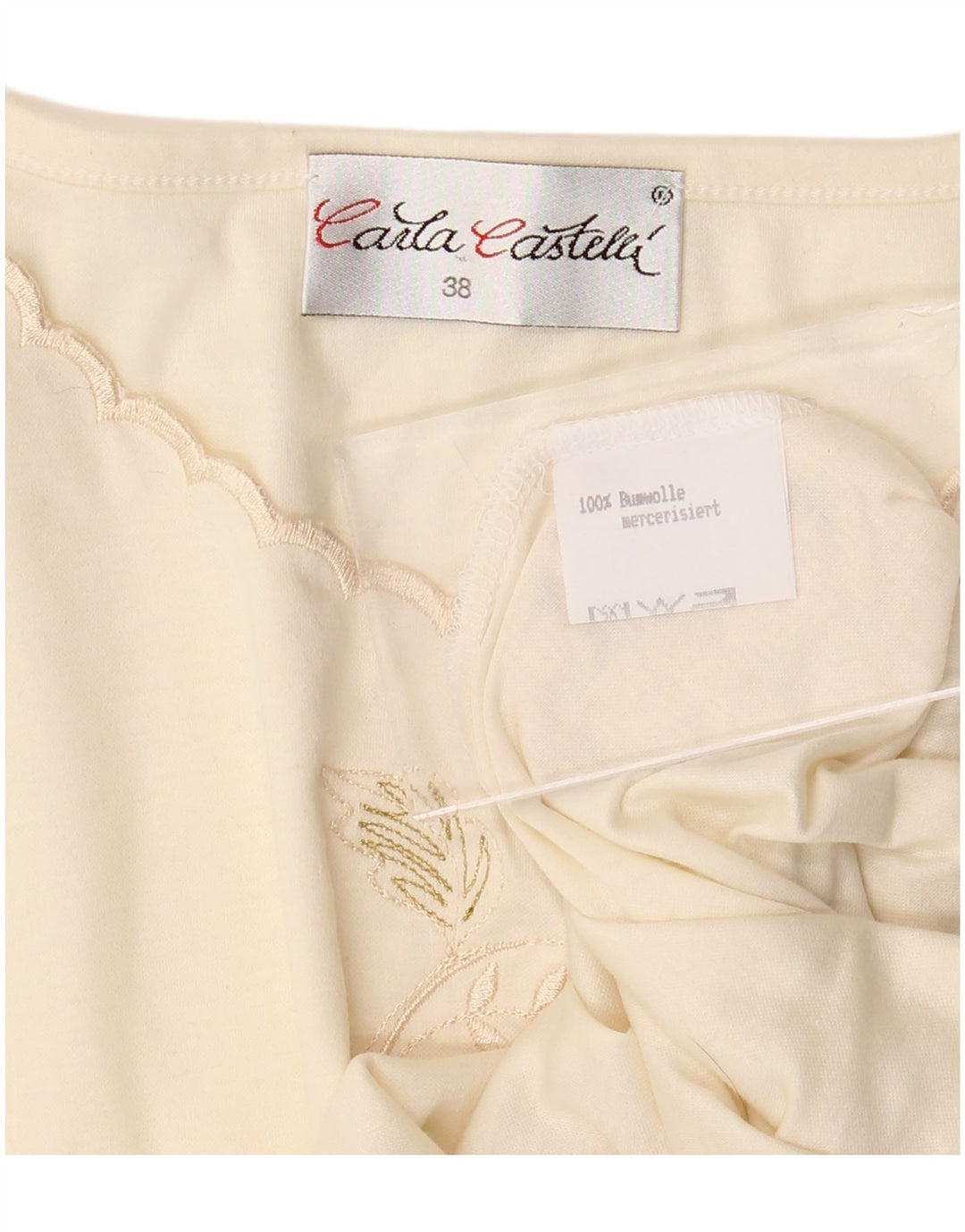 VINTAGE Tricou pentru femei Top EU 38 Medium Off White Floral Bumbac