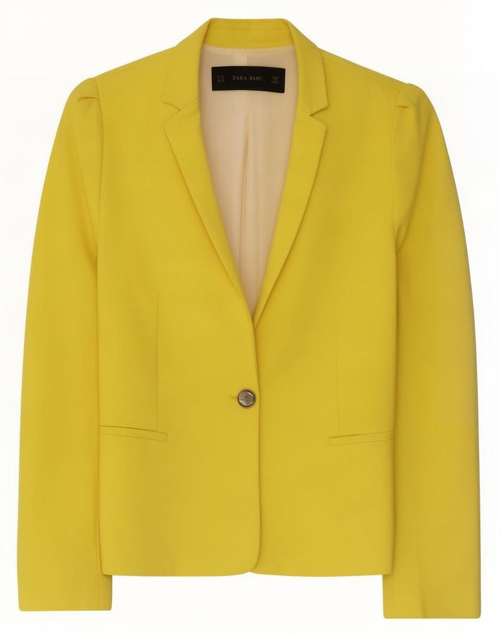 Blazer pentru femei Zara cu 1 nasture UK 12 Poliester galben mediu