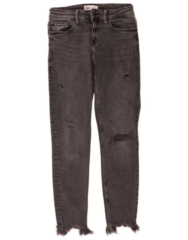Blugi skinny distressed pentru femei Zara EU 38 Small W28 L27 Gri