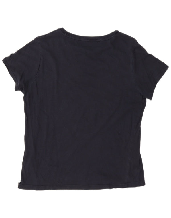 Tricou cu grafic Tommy Hilfiger pentru femei Top UK 14 Medium Bleumarin Bumbac