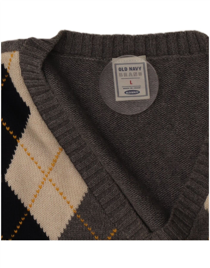 Vestă pentru bărbați Old Navy Tank Top Mare Gri Argyle/Diamond Bumbac