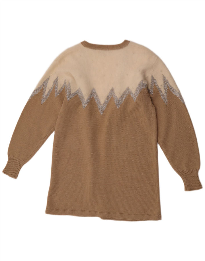 Alberto Fabiani Pulover cardigan cu paragate pentru femei UK 14 maro mediu