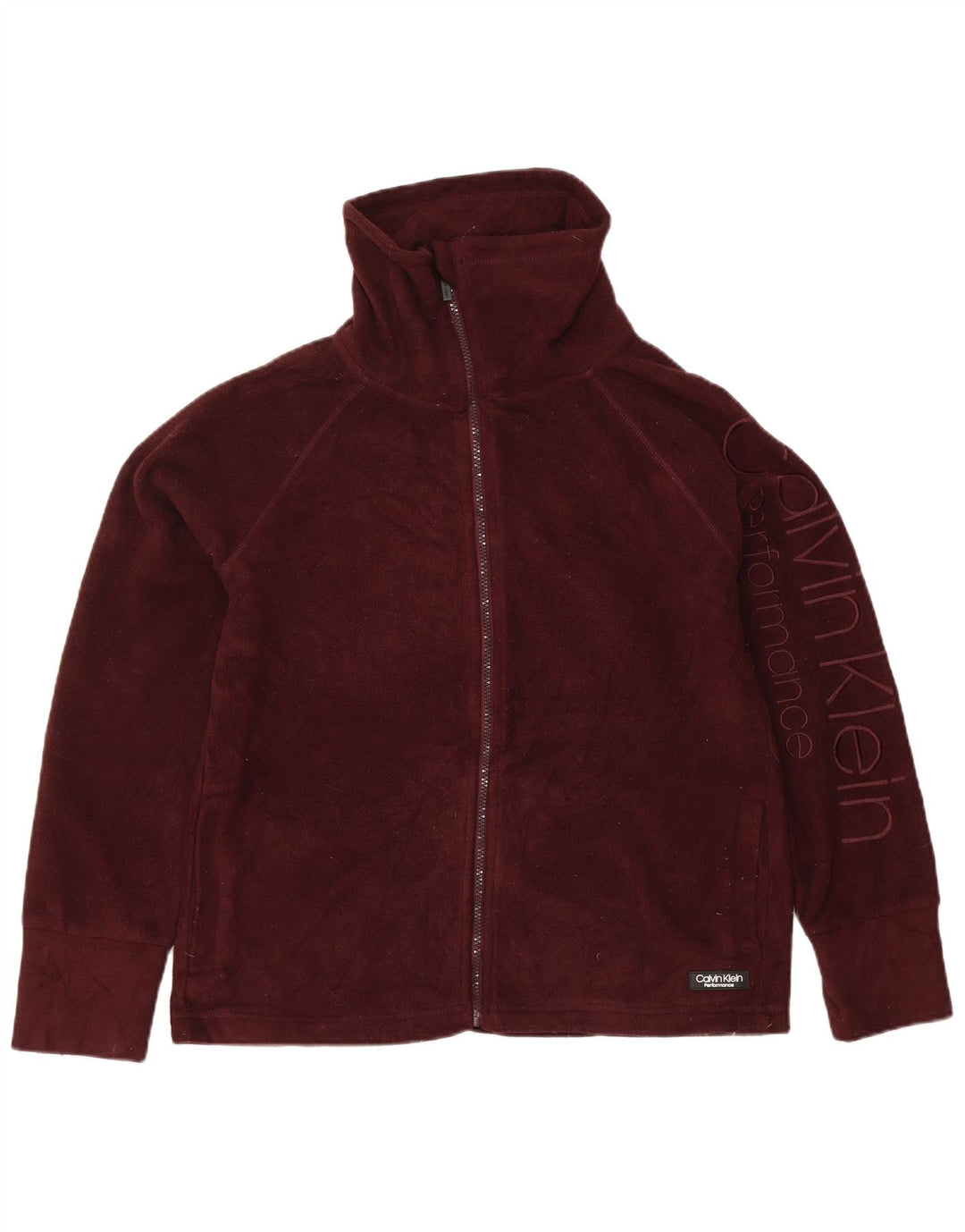 Jachetă din lână Calvin Klein pentru femei cu grafică UK 14 Poliester burgundă mediu