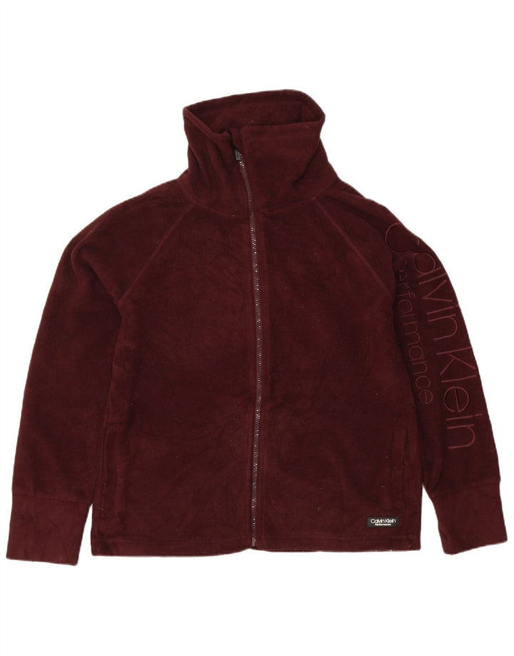 Jachetă din lână Calvin Klein pentru femei cu grafică UK 14 Poliester burgundă mediu