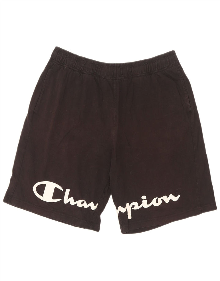 Pantaloni scurți sport grafic Champion pentru bărbați, bumbac mediu negru