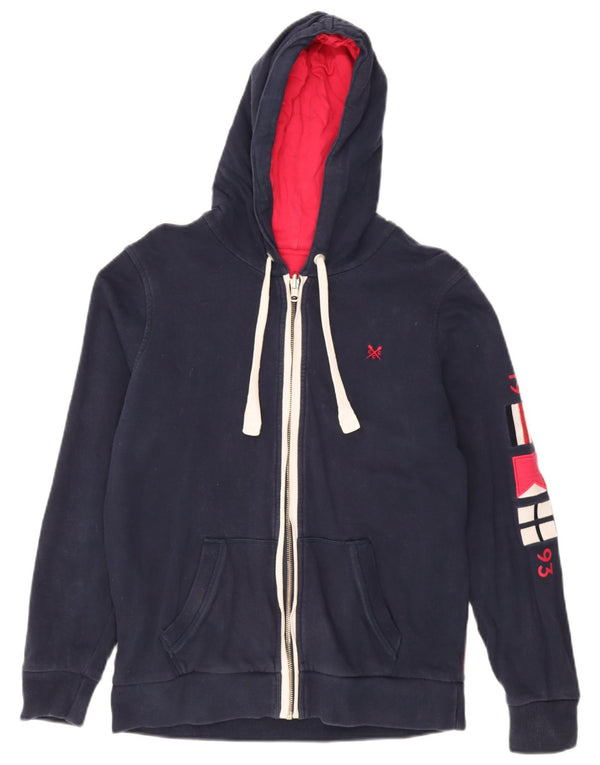 Crew Clothing Hanorac cu fermoar grafic pentru femei UK 14 Medium Bleumarin